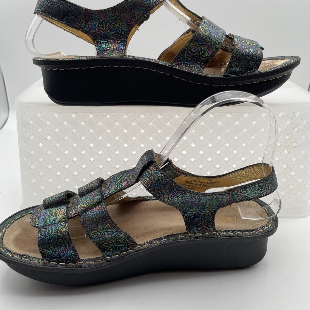 Alegria By PG Lite Kleo Women's Sandal 6 Black Snake Leather Slingback Shoes - Picture 5 of 14
